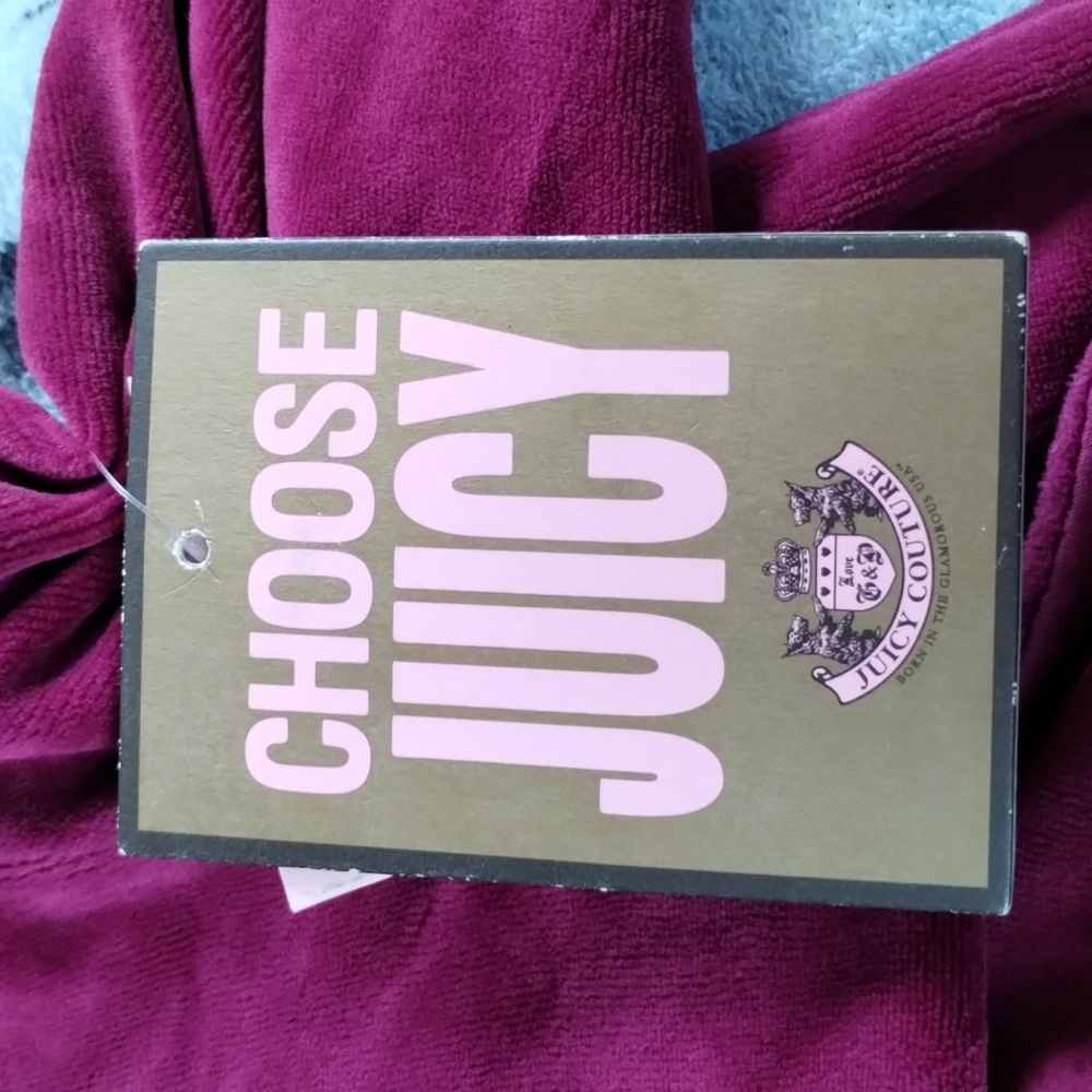 Vtg Juicy Couture USA Velour Jacket Zip L 2010 Burgundy NWT - Picture 8 of 12